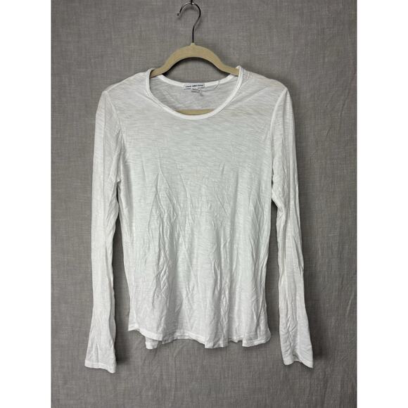 James Perse T-Shirt Mens Size 2 long Sleeve Crew Neck USA White - Picture 1 of 5
